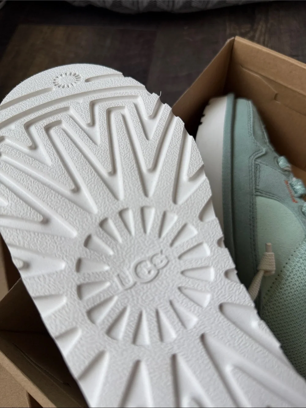 UGG women’s Mint Green and Peach Accent Lace-Up Sneakers - Picture 7 of 10
